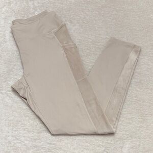 VS Pink Active Velvet Panel Leggings - Cream